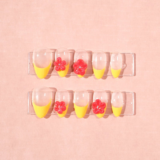 rose red flower press on nail-sheheraura