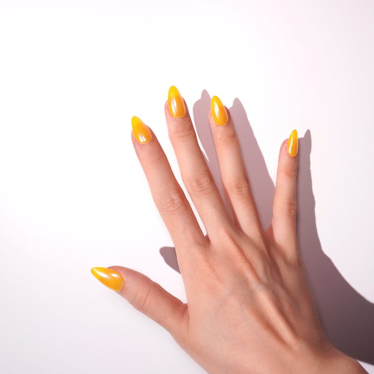 glossy short almond bright yellow press on nails-sheheraura