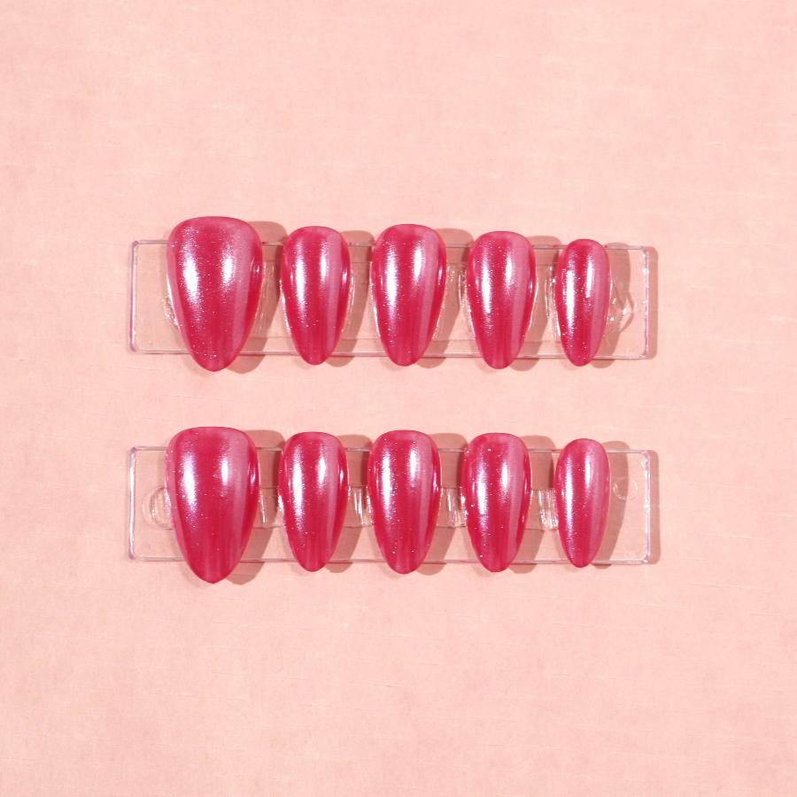 glossy raspberry hue press on nails-sheheraura