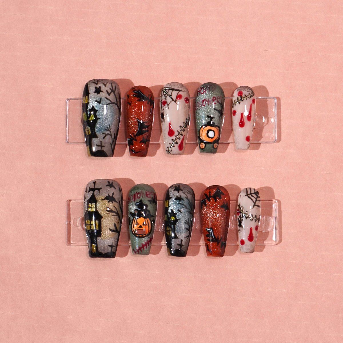 halloween cat eye castle press on nail-sheheraura