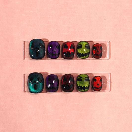 short halloween ghostly cat eye press on nail-sheheraura