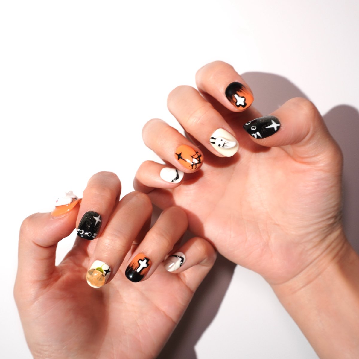 short halloween nail with pumpkin-sheheraura 01