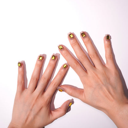 short yellow diamond press on nails-sheheraura