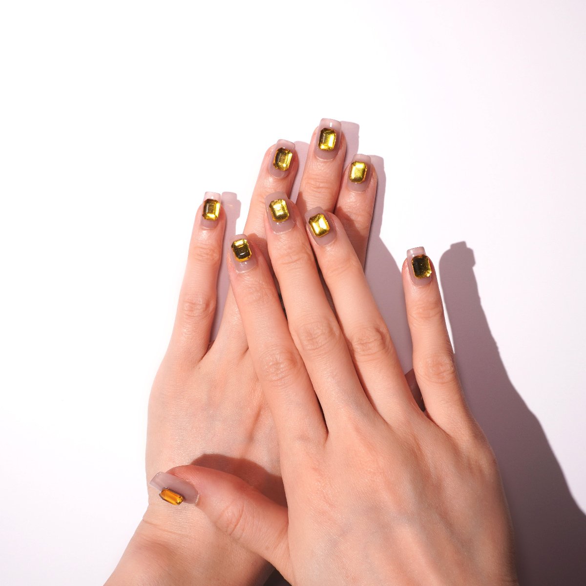 short yellow diamond press on nails-sheheraura