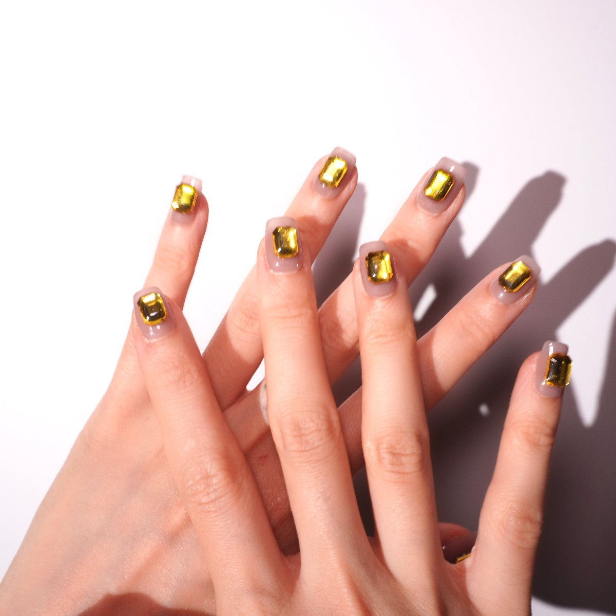 short yellow diamond press on nails-sheheraura