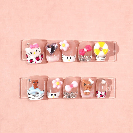 hello kitty inspired press on nails-sheheraura