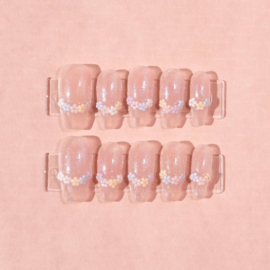 wreath french tips with glittering nude base nail art-sheheraura