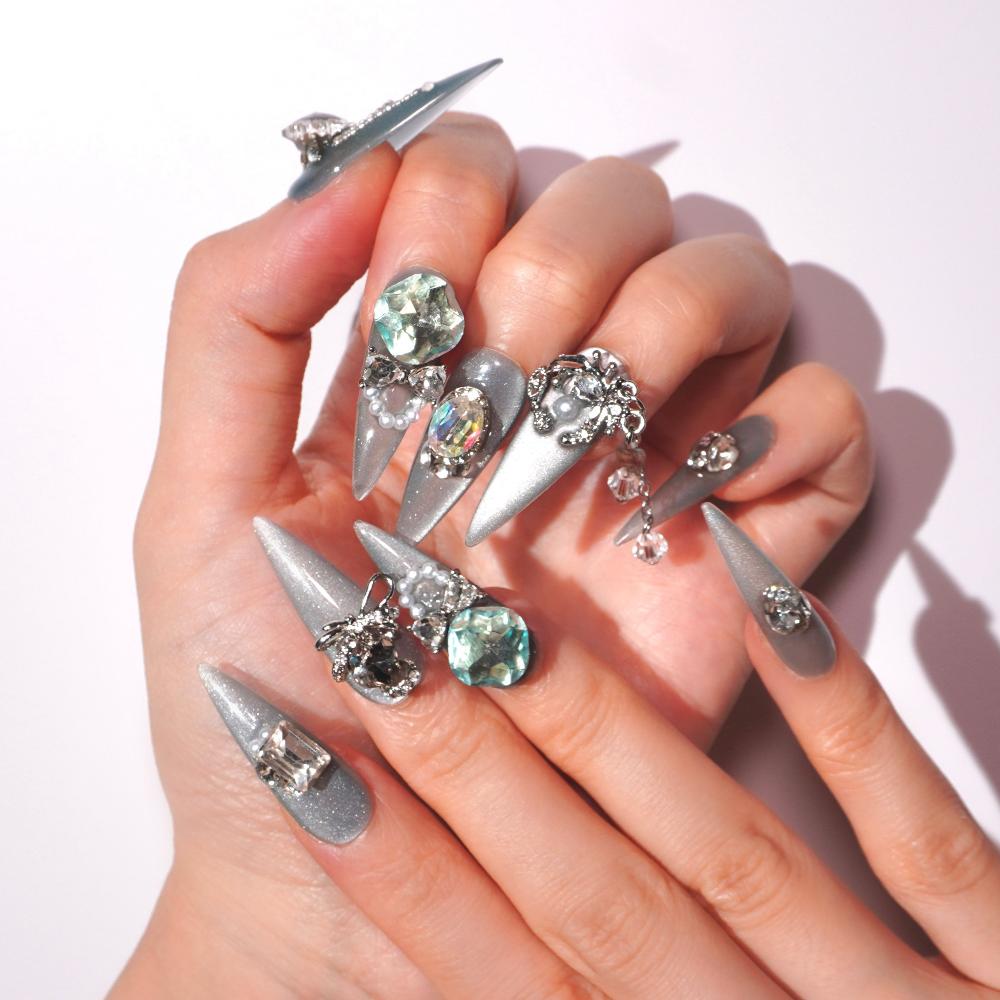 luxury turquoise bridal press on nails-sheheraura