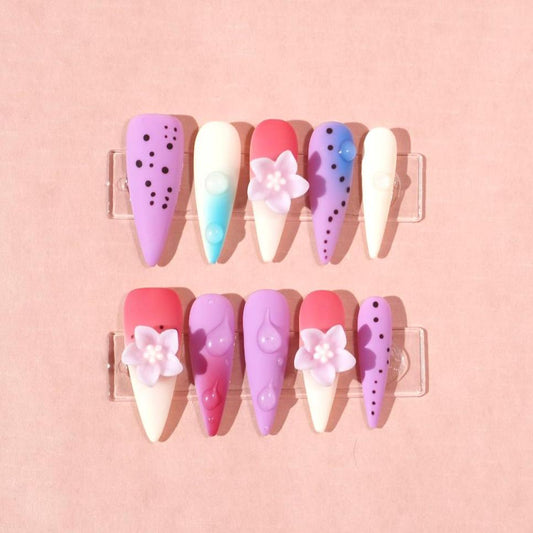 multi colors 3d flower press on nails-sheheraura