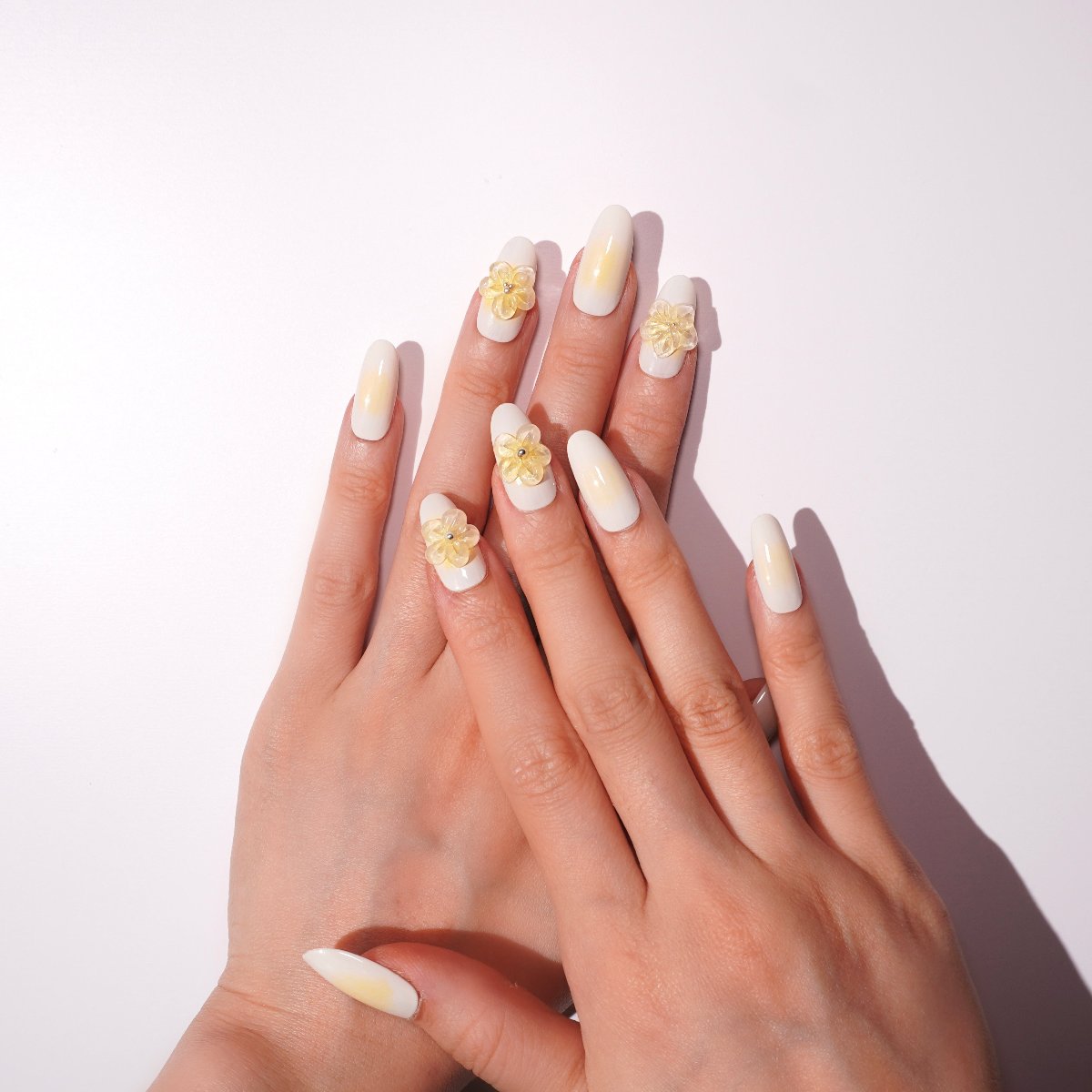 yellow petal inspired press on nails-sheheraura