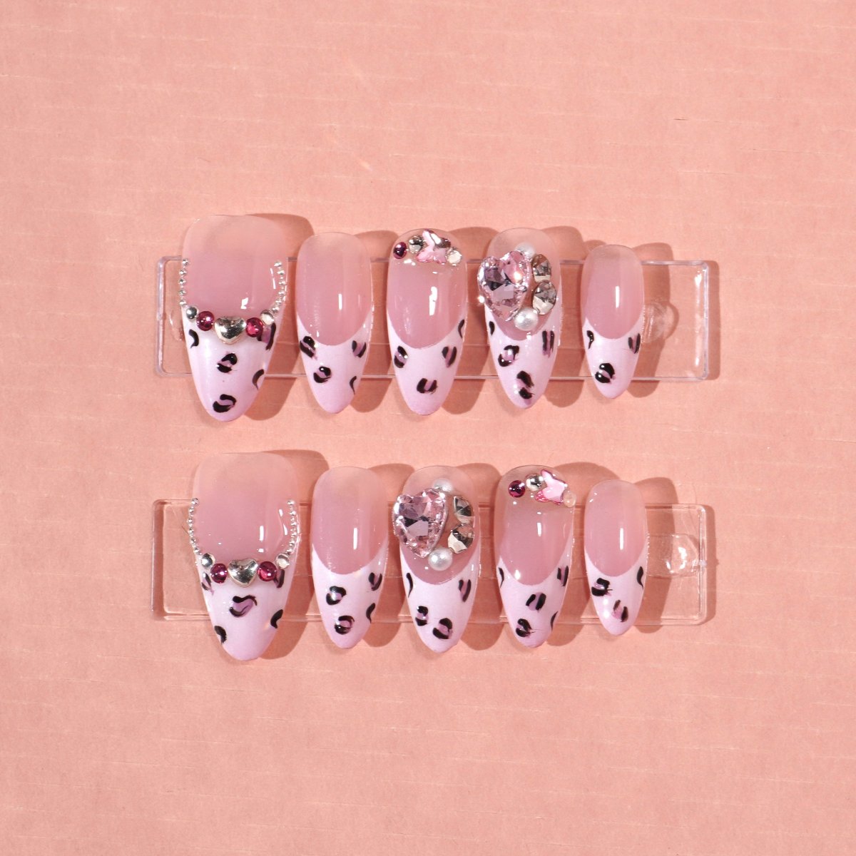 pink leopard print press on nail-sheheraura