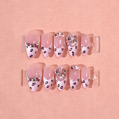 pink leopard print press on nail-sheheraura