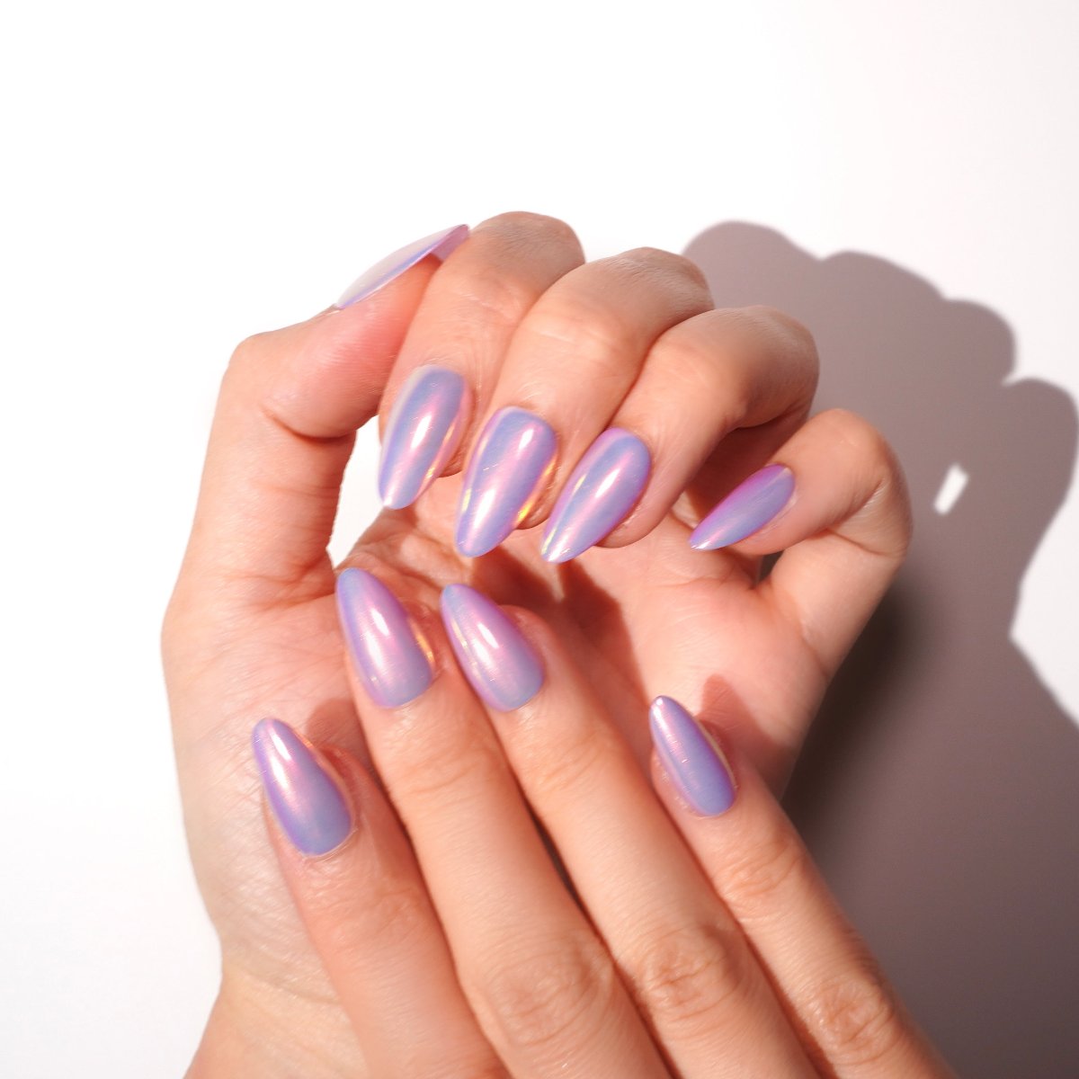 pinkish purple chrome with shimmer nail art-sheheraura