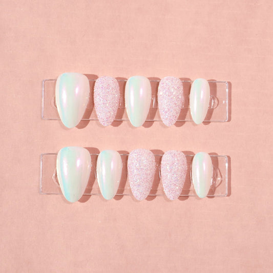pink sugar powder bridal nail art-sheheraura
