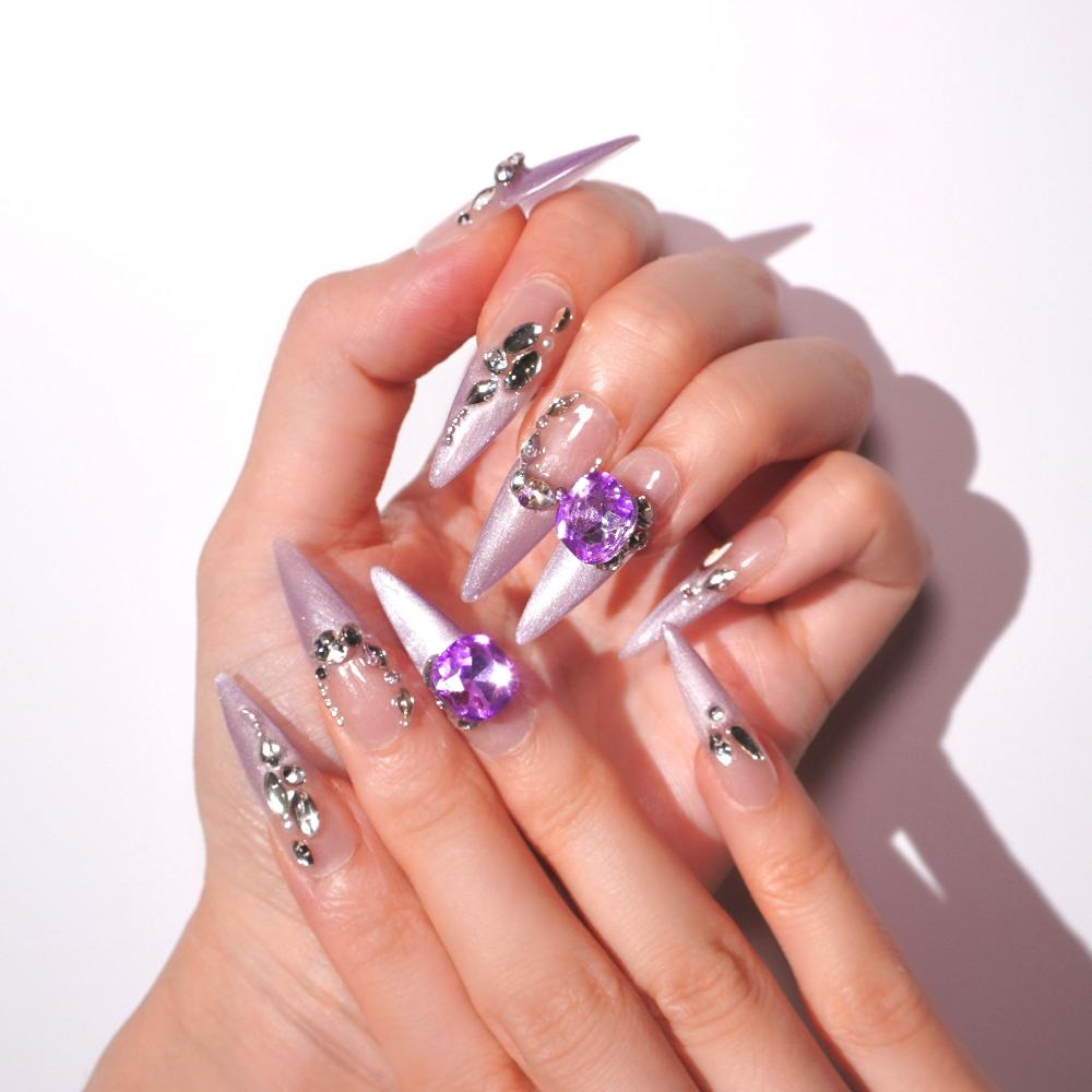 purple cat eye french tips nail art-sheheraura