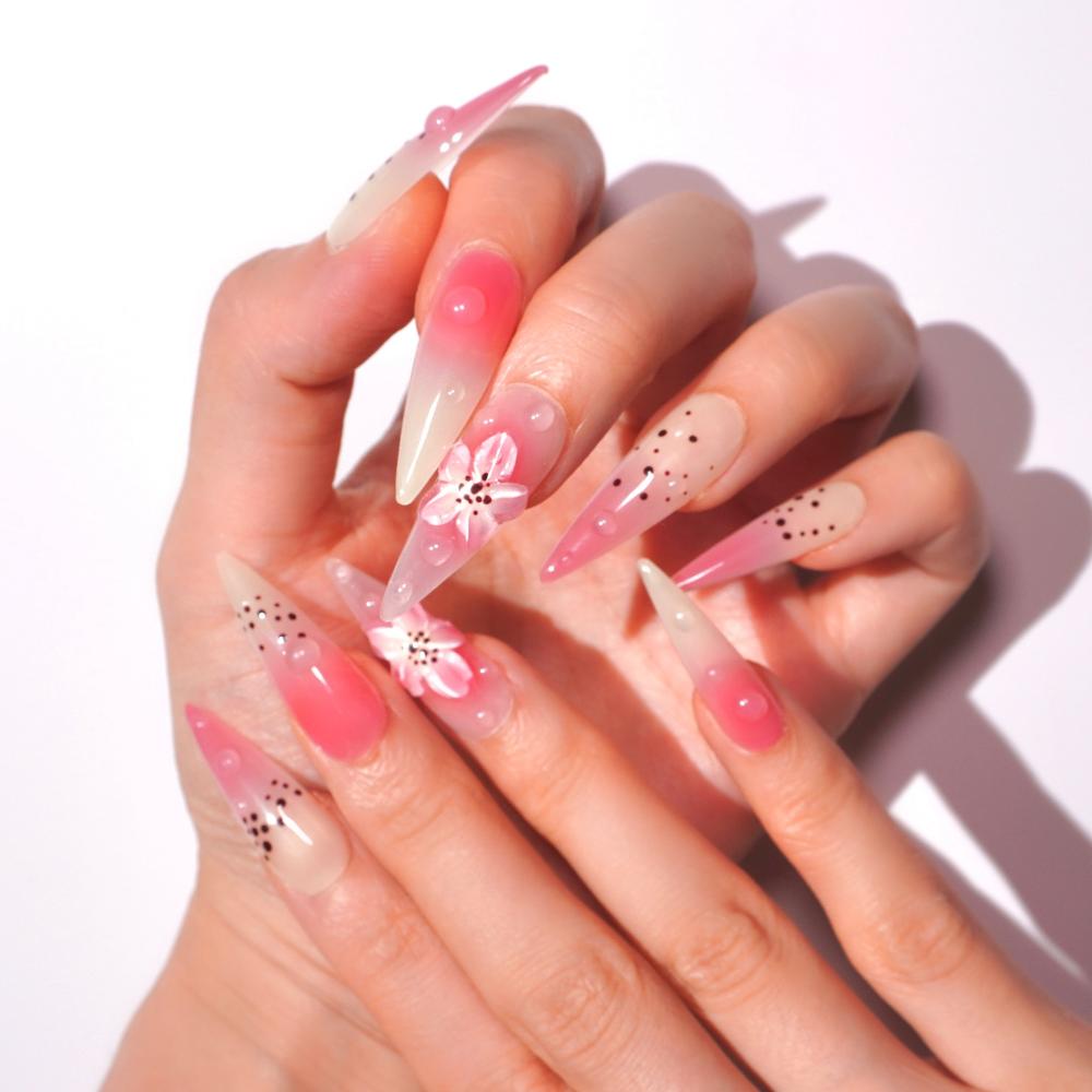 long translucent flower nail art-sheheraura