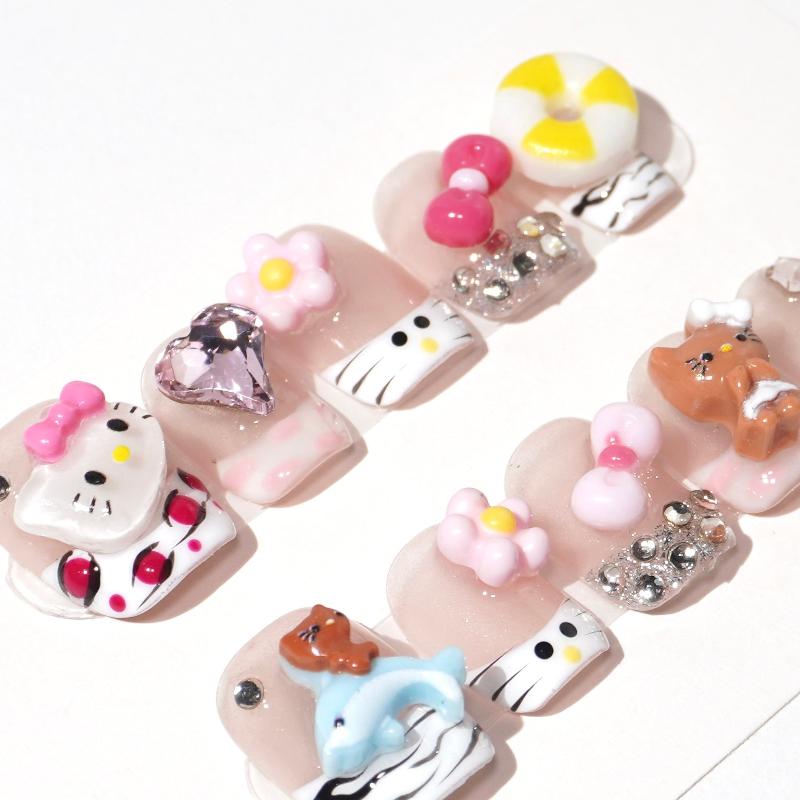 3d hello kitty press on nails-sheheraura