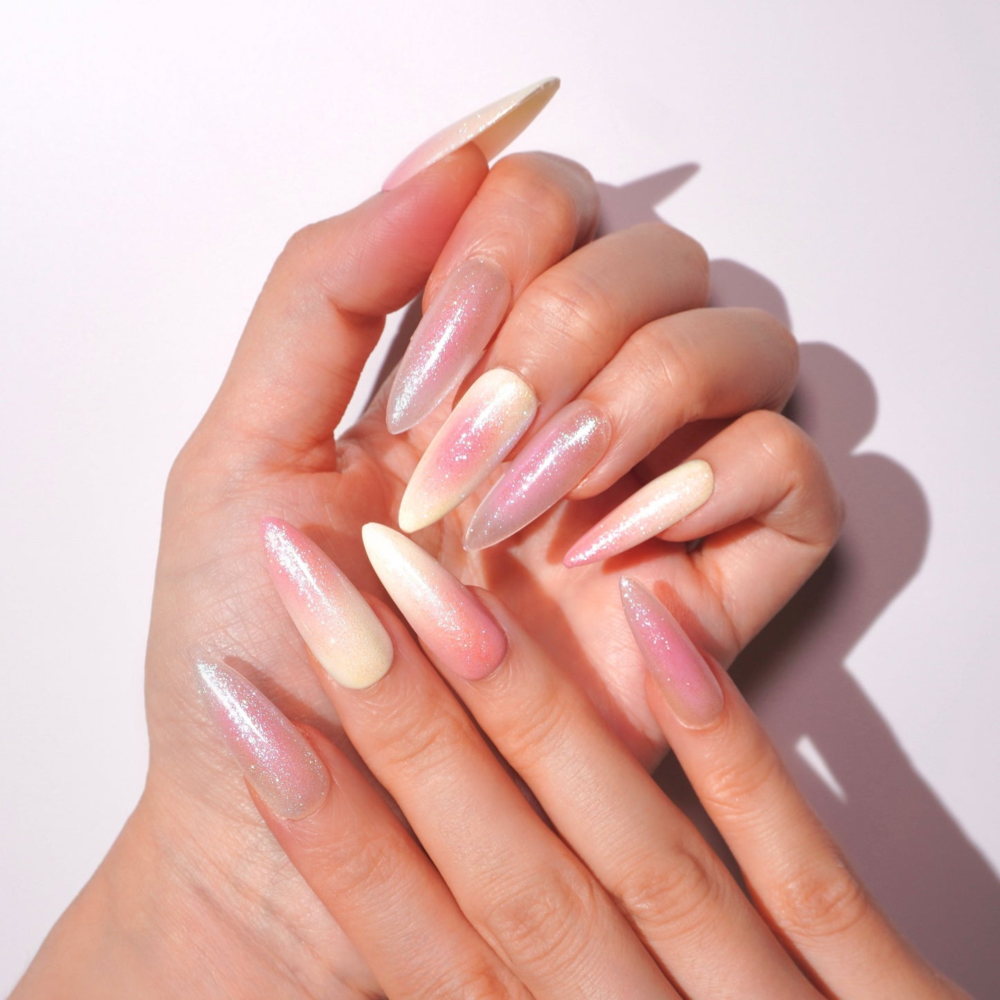 long oval ombre flash press-on nails-sheheraura